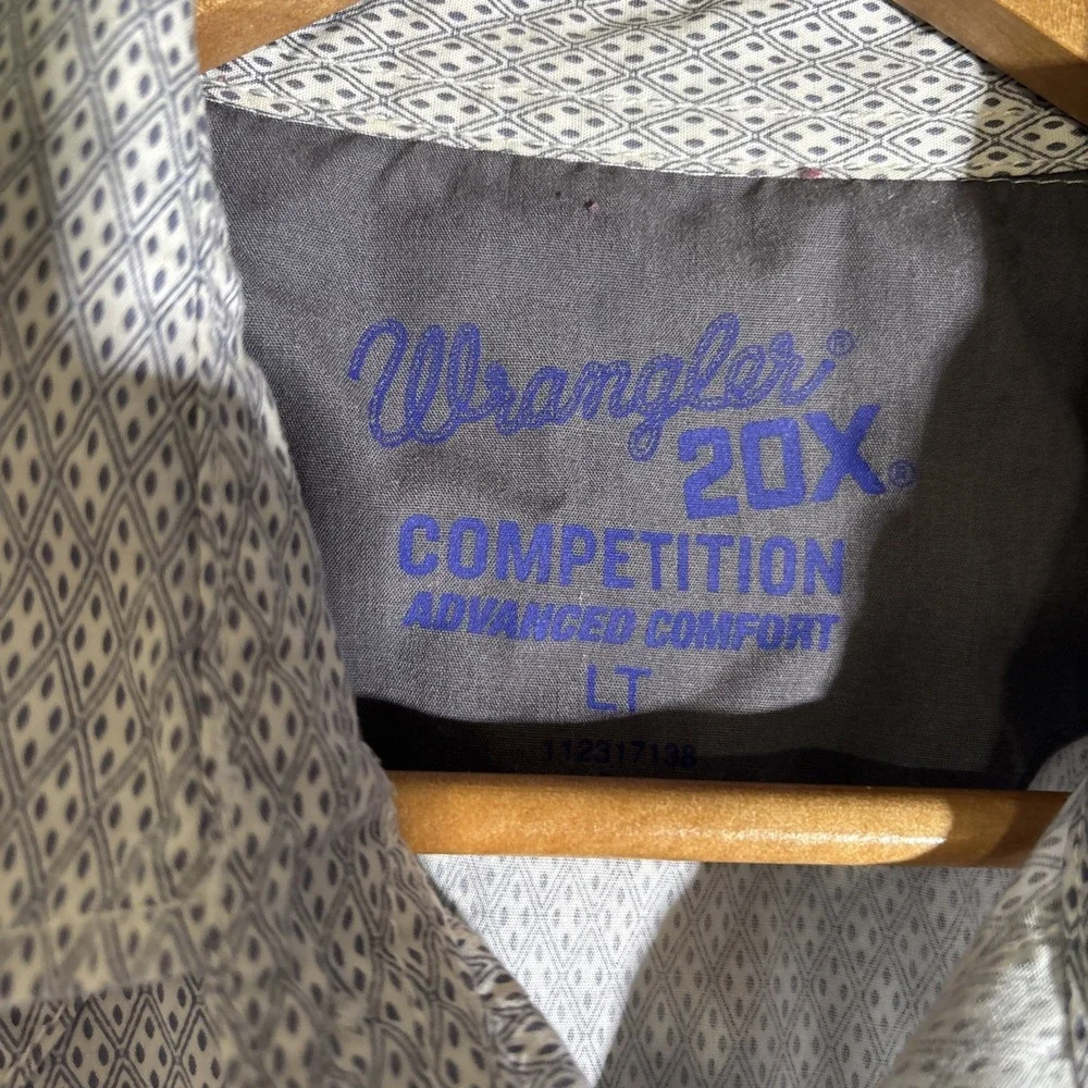 Wrangler 20X Competition Advanced Comfort Long Sleeve Pearl Snap Mens Large Tall - Picture 3 of 14